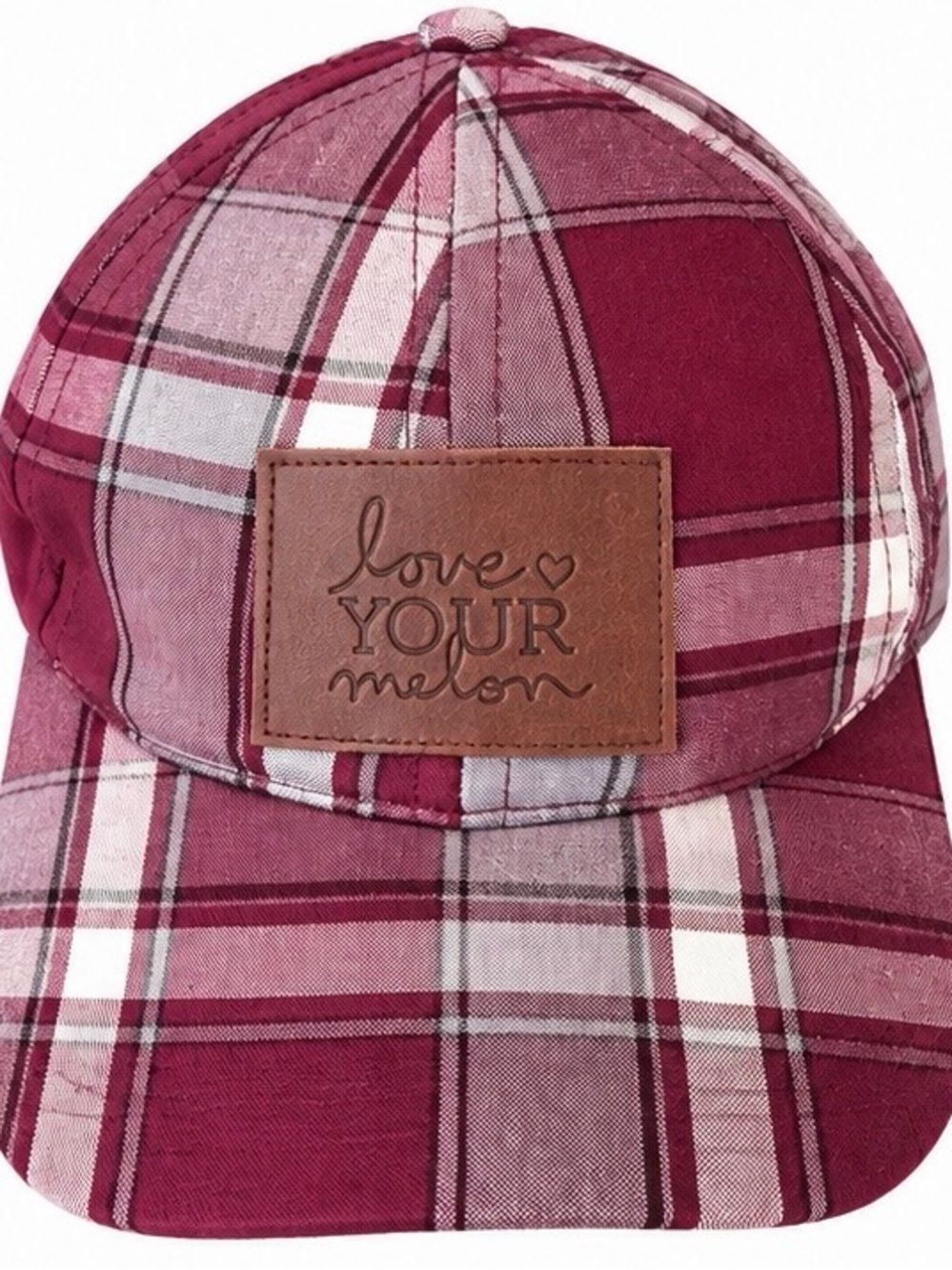 Love Your Melon Plaid Baseball Cap Burgundy Adjustable Made in USA